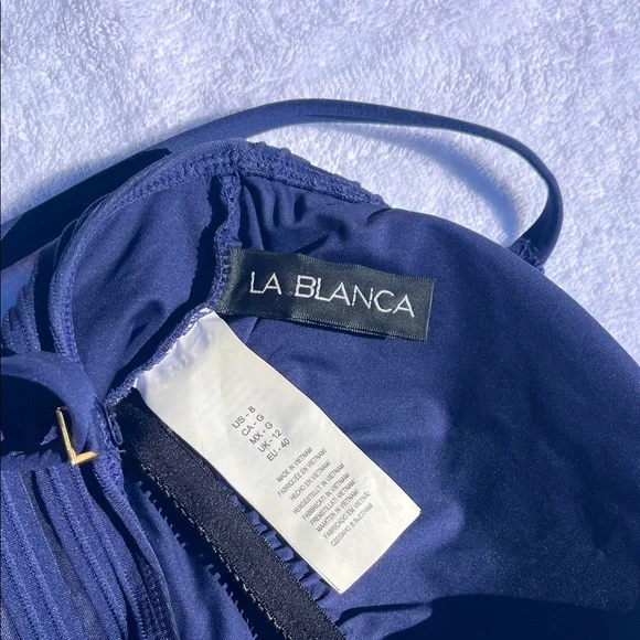 La Blanca Fluid Lines One Piece Swimsuit - NWOT Indigo Blue - Picture 7 of 13